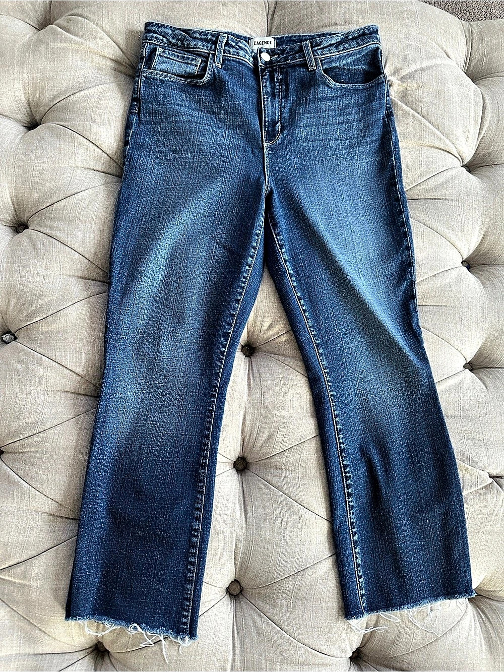 L'AGENCE Kendra High Rise Crop Flare Jeans Blue Waist 31
